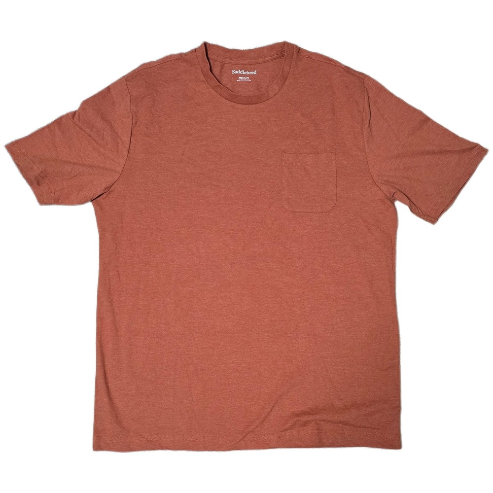 Saddlebred Mens Medium Red Brick Pocket T Shirt Crew Neck Short Sleeve (AH)